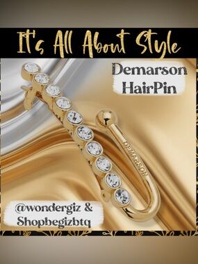 NWT Authentic Demarson Women's 12k Gold Plated Maia Crystal Hair Clip